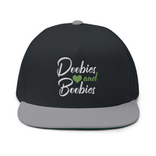 Load image into Gallery viewer, Doobies and Boobies Embroidered Flat Bill Cap – Retro Trucking & Beer Lover Snapback
