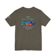 Load image into Gallery viewer, Women's Jersey short sleeve tee Fallon Cars"N"Coffee (print on back)