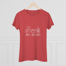 Load image into Gallery viewer, Women's Peace, Love, Coffee Triblend Tee