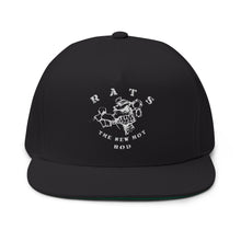 Load image into Gallery viewer, Rats the New Hot Rod Embroidered Flat Bill Cap – Retro Trucking & Beer Lover Snapback