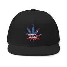 Load image into Gallery viewer, American Flag Pot Leaf - Embroidered Flat Bill Cap – Retro Trucking & Beer Lover Snapback