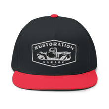 Load image into Gallery viewer, Rustoration Garage Embroidered Flat Bill Cap – Retro Trucking & Beer Lover Snapback