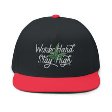 Load image into Gallery viewer, Work Hard Stay High Embroidered Flat Bill Cap – Retro Trucking & Beer Lover Snapback