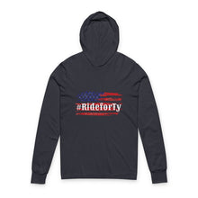 Load image into Gallery viewer, Ride for Ty American flag - Unisex Hooded Long Sleeve Tee