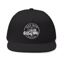 Load image into Gallery viewer, Rat Rod Nation Embroidered Flat Bill Cap – Retro Trucking & Beer Lover Snapback