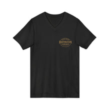 Load image into Gallery viewer, Ladies Cars & Coffee V-Neck Tee - Rustoration Garage Logo (print on back)