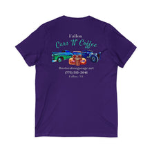 Load image into Gallery viewer, Women's Fallon Cars N Coffee (print on back) Jersey V-neck tee