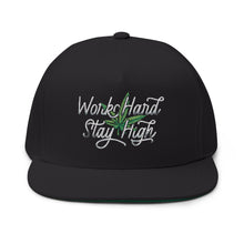 Load image into Gallery viewer, Work Hard Stay High Embroidered Flat Bill Cap – Retro Trucking & Beer Lover Snapback
