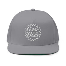 Load image into Gallery viewer, Gas and Beer Embroidered Flat Bill Cap – Retro Trucking & Beer Lover Snapback