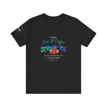 Load image into Gallery viewer, Women's Jersey short sleeve tee Fallon Cars "N" Coffee (on front)