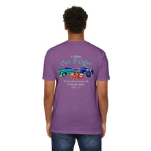 Load image into Gallery viewer, Women's Jersey soft Tee Fallon Cars "N" Coffee (Print on back)