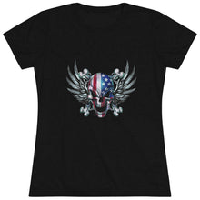 Load image into Gallery viewer, American Skull Wings - Women's Triblend Tee - On Front
