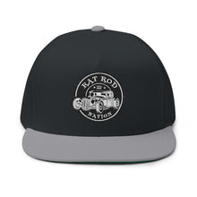 Load image into Gallery viewer, Rat Rod Nation Embroidered Flat Bill Cap – Retro Trucking & Beer Lover Snapback