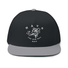 Load image into Gallery viewer, Rats the New Hot Rod Embroidered Flat Bill Cap – Retro Trucking & Beer Lover Snapback