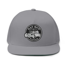 Load image into Gallery viewer, Rat Rod Nation Embroidered Flat Bill Cap – Retro Trucking & Beer Lover Snapback