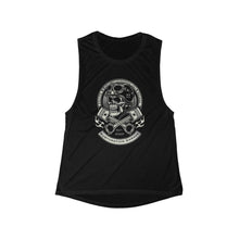 Load image into Gallery viewer, Women's Rustoration Garage skull/piston Flowy Scoop Muscle Tank