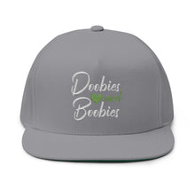Load image into Gallery viewer, Doobies and Boobies Embroidered Flat Bill Cap – Retro Trucking & Beer Lover Snapback