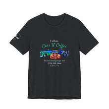 Load image into Gallery viewer, Women's Jersey short sleeve tee Fallon Cars "N" Coffee (on front)
