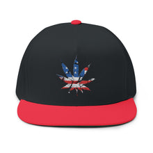 Load image into Gallery viewer, American Flag Pot Leaf - Embroidered Flat Bill Cap – Retro Trucking & Beer Lover Snapback