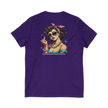Load image into Gallery viewer, Women's Rockabilly Chick (print on back) Jersey V-neck tee