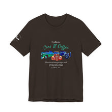 Load image into Gallery viewer, Women's Jersey short sleeve tee Fallon Cars "N" Coffee (on front)