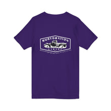 Load image into Gallery viewer, Women's Jersey short sleeve V-neck Rustoration Garage on back