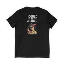 Load image into Gallery viewer, I Could Be Meaner V-Neck Tee — Retro Pinup Attitude Tee (print on back)
