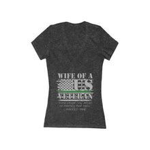 Load image into Gallery viewer, Women's Wife of a US Veteran - Jersey Short Sleeve Deep V-Neck Tee