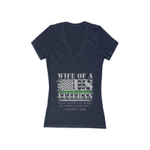 Load image into Gallery viewer, Women's Wife of a US Veteran - Jersey Short Sleeve Deep V-Neck Tee