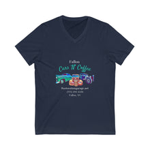 Load image into Gallery viewer, Unisex - Fallon Cars N Coffee - Print on front - Jersey Short Sleeve V-Neck Tee