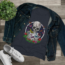 Load image into Gallery viewer, Women's Skull & Butterflies Triblend Tee