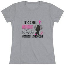 Load image into Gallery viewer, Women's It came we fought i won Triblend Tee