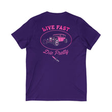Load image into Gallery viewer, Women's Live Fast Die Pretty (print on back) Jersey V-neck tee
