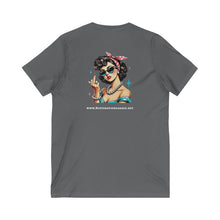 Load image into Gallery viewer, Women&#39;s Rockabilly Chick (print on back) Jersey V-neck tee
