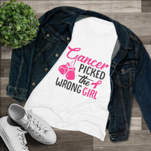 Load image into Gallery viewer, Women's Cancer picked the wrong girl Triblend Tee
