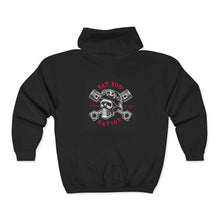 Load image into Gallery viewer, Rat Rod Nation Skull - Full Zip Hooded Sweatshirt - Black Logo On Back
