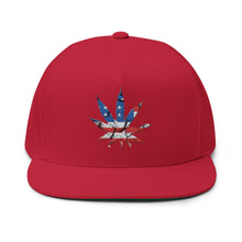 Load image into Gallery viewer, American Flag Pot Leaf - Embroidered Flat Bill Cap – Retro Trucking &amp; Beer Lover Snapback
