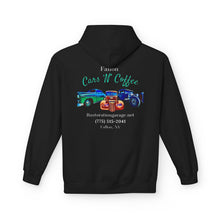Load image into Gallery viewer, Women&#39;s Fallon Cars N Coffee (print on back) midweight fleece Hoodie
