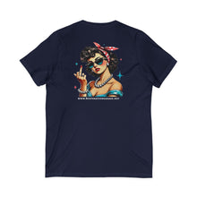 Load image into Gallery viewer, Women's Rockabilly Chick (print on back) Jersey V-neck tee
