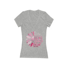 Load image into Gallery viewer, Women's Being Strong Jersey Short Sleeve Deep V-Neck Tee
