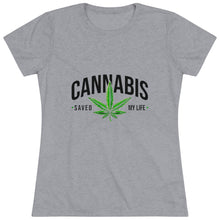 Load image into Gallery viewer, Women&#39;s Cannabis saved my life - Triblend Tee
