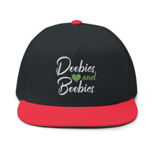Load image into Gallery viewer, Doobies and Boobies Embroidered Flat Bill Cap – Retro Trucking &amp; Beer Lover Snapback
