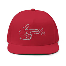 Load image into Gallery viewer, Pew Pew - Embroidered Flat Bill Cap – Retro Trucking &amp; Beer Lover Snapback
