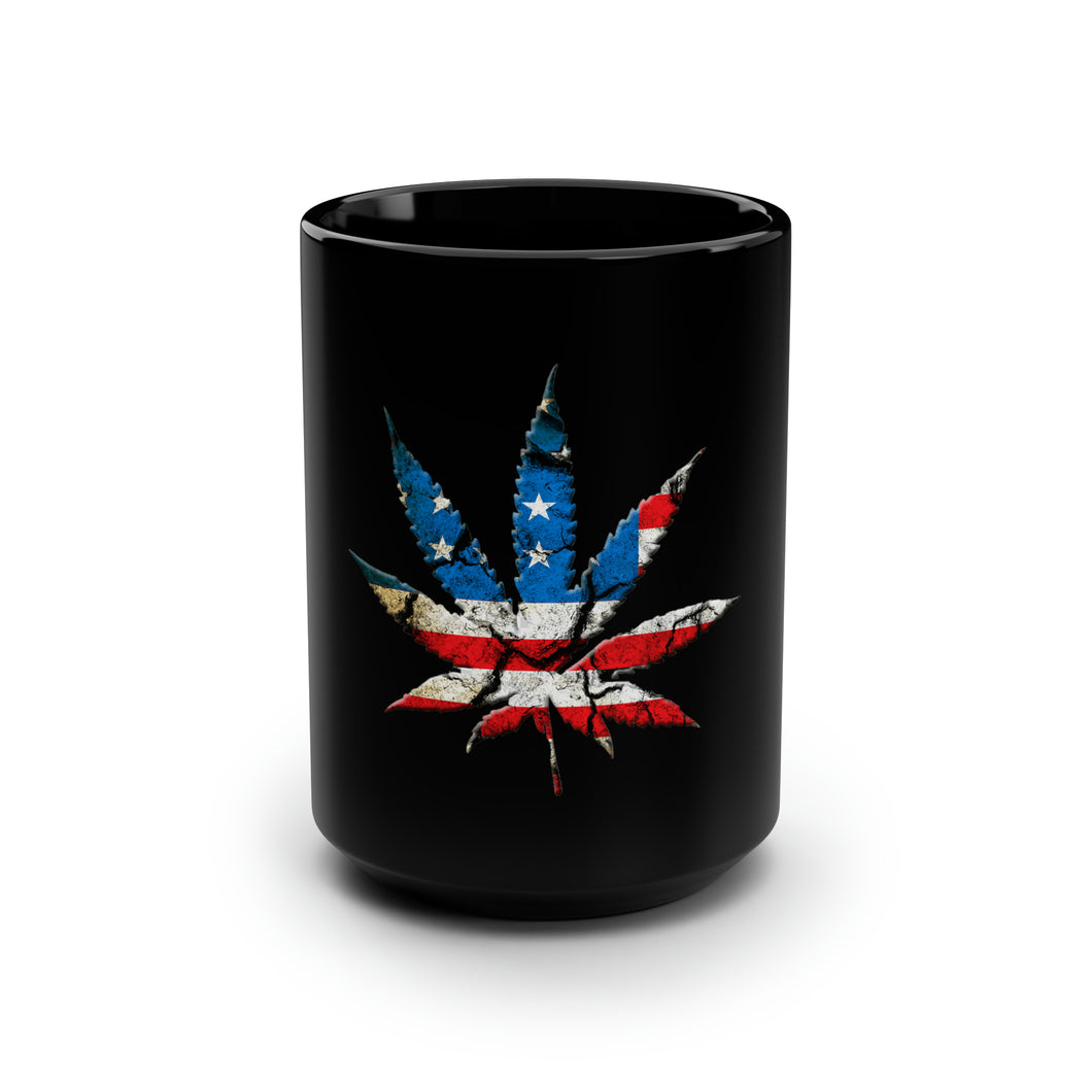 America 420 Leaf - Black Mug 15oz