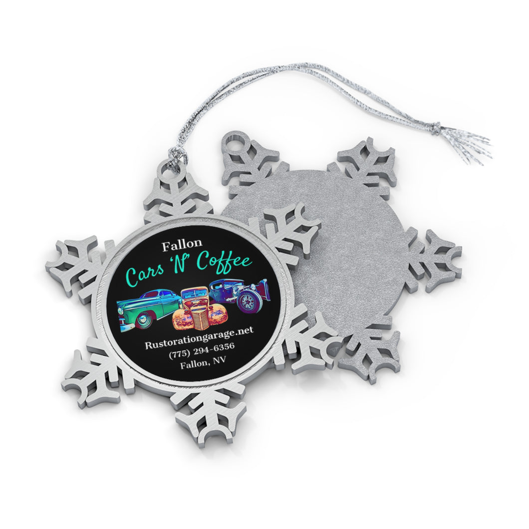 Pewter Fallon Cars N Coffee Snowflake Ornament