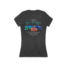 Load image into Gallery viewer, Women&#39;s Jersey short sleeve deep V neck Fallon Cars &quot;N&quot; Coffee (print on back)
