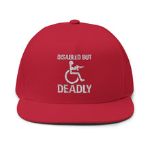 Load image into Gallery viewer, Disabled but Deadly - Embroidered Flat Bill Cap – Retro Trucking &amp; Beer Lover Snapback
