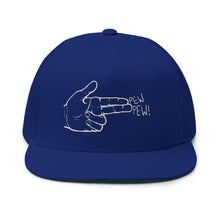 Load image into Gallery viewer, Pew Pew - Embroidered Flat Bill Cap – Retro Trucking &amp; Beer Lover Snapback

