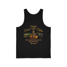 Load image into Gallery viewer, Fallon Cars N Coffee - Gold - Men's - Unisex Jersey Tank - Print on Back
