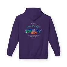 Load image into Gallery viewer, Women&#39;s Fallon Cars N Coffee (print on back) midweight fleece Hoodie
